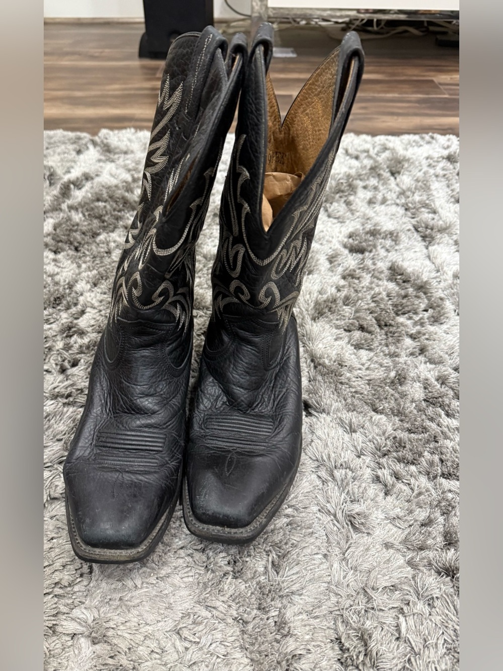 Ariat Heritage R Toe Western Boots Men size 9.5EE Black Deertan 10002296